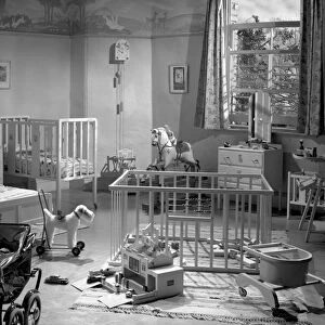 A nursery set for the filming of Young Wives Tale at Elstree Studios in 1951
