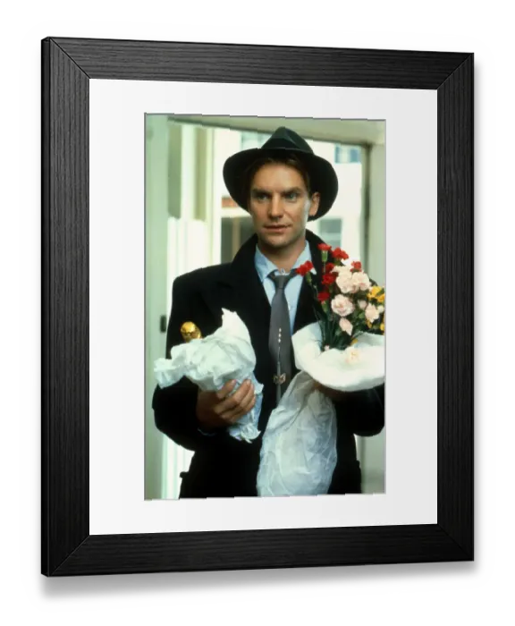 Framed Print : A spiv style portrait of Sting from a scene in Plenty (1985)