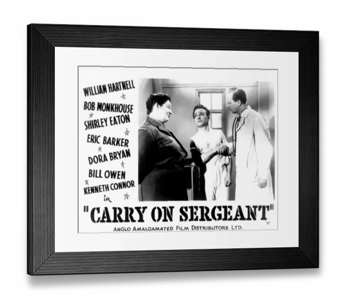 Framed Print : A lobby card for Carry On Sergeant (1958) Framed Print : A lobby card for Carry On Sergeant (1958)
