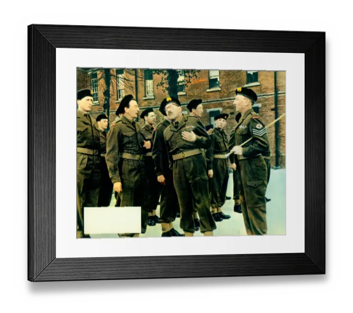 Framed Print : A colour lobby card for Carry On Sergeant (1958) with a blank space for the exhibitors at the time to stamp in the cinemas details Framed Print : A colour lobby card for Carry On Sergeant (1958) with a blank space for the exhibitors at the time to stamp in the cinemas details