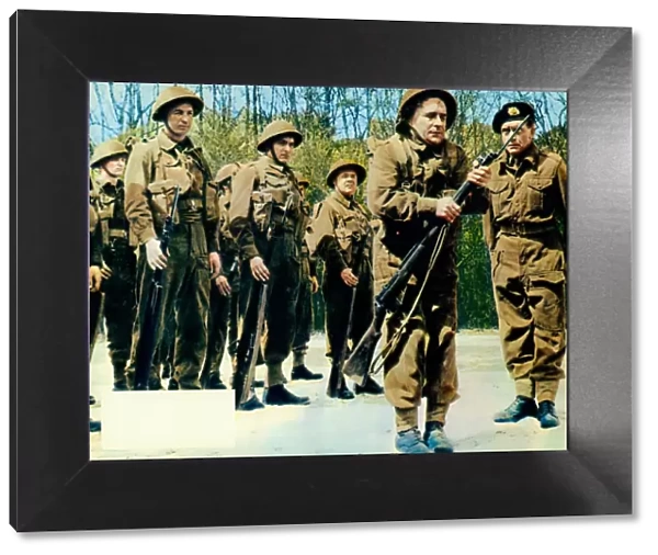 A colour lobby card for Carry On Sergeant (1958) with a blank space for the exhibitors at the time to stamp in the cinemas details