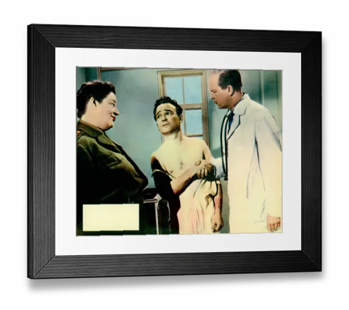 Framed Print : A colour lobby card for Carry On Sergeant (1958) with a blank space for the exhibitors at the time to stamp in the cinemas details
