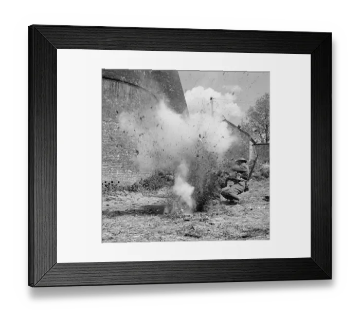 Framed Print : An explosion in a scene from Dunkirk (1958) Framed Print : An explosion in a scene from Dunkirk (1958)