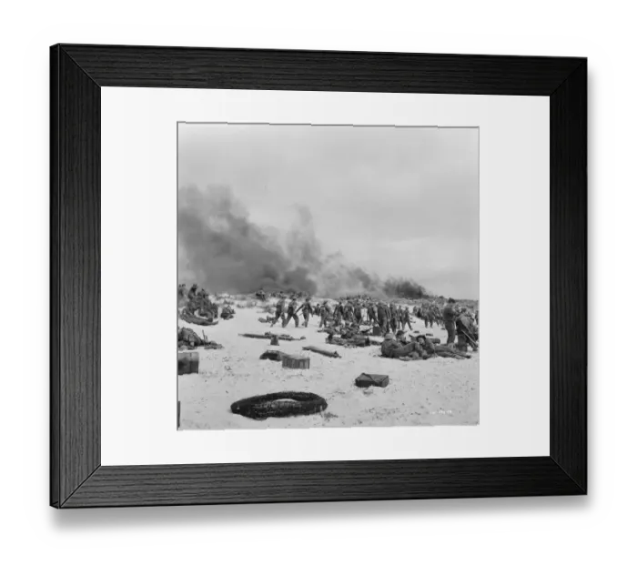 Framed Print : British troops under bombardment on the beach Framed Print : British troops under bombardment on the beach