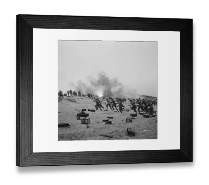 Framed Print : British troops under bombardment on the beach Framed Print : British troops under bombardment on the beach