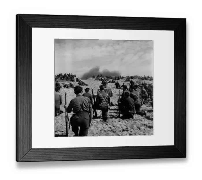 Framed Print : British Soldiers during a religious service held on the beach Framed Print : British Soldiers during a religious service held on the beach