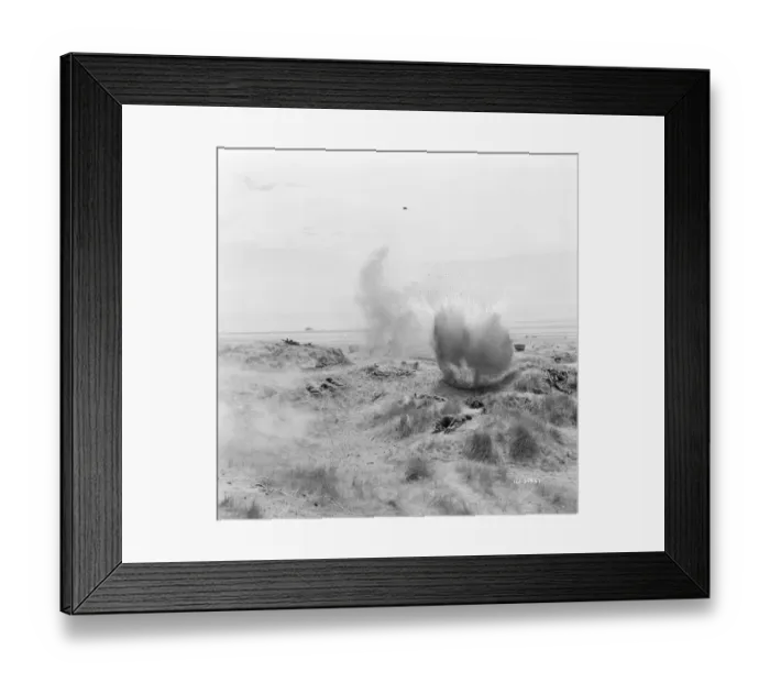 Framed Print : An explosion in a scene from Dunkirk (1958) Framed Print : An explosion in a scene from Dunkirk (1958)