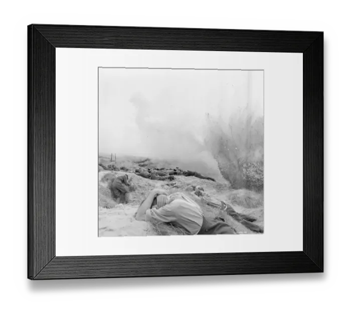 Framed Print : An explosion in a scene from Dunkirk (1958) Framed Print : An explosion in a scene from Dunkirk (1958)