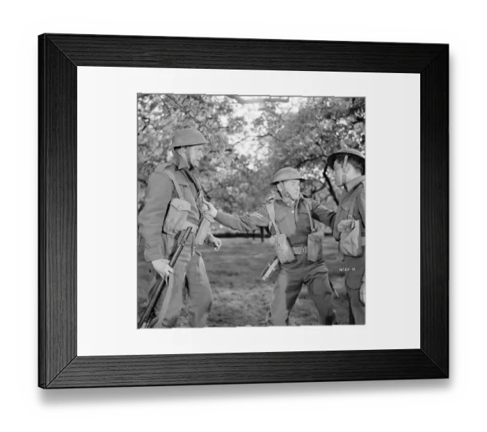 Framed Print : Corporal Bins unit looks for shelter in the French countryside Framed Print : Corporal Bins unit looks for shelter in the French countryside