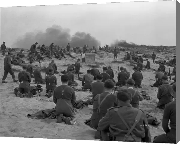 British Soldiers during a religious service held on the beach