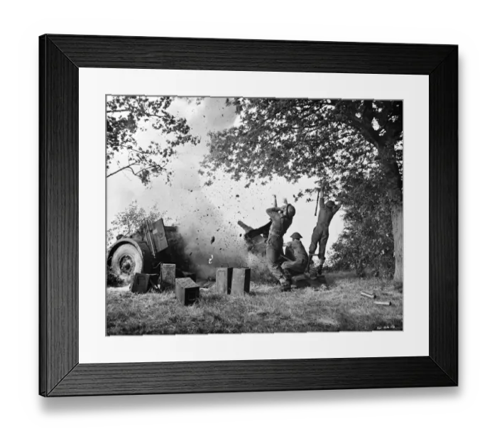 Framed Print : An explosion in a scene from Dunkirk (1958) Framed Print : An explosion in a scene from Dunkirk (1958)