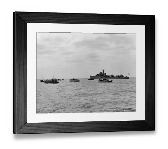 Framed Print : A Royal Navy ship and small boats Framed Print : A Royal Navy ship and small boats