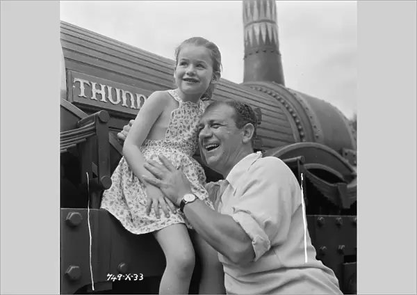 Family on the set of The Titfield Thunderbolt