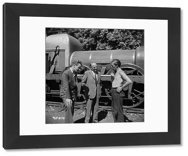 Sir Michael Balcon visits the set of The Titfield Thunderbolt