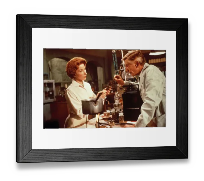 Framed Print : Dr. Decker and Margaret in the laboratory Framed Print : Dr. Decker and Margaret in the laboratory