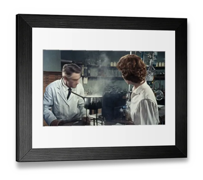 Framed Print : Dr. Decker and Margaret in the laboratory Framed Print : Dr. Decker and Margaret in the laboratory