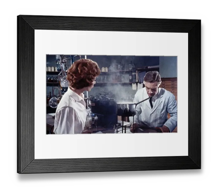 Framed Print : Dr. Decker and Margaret in the laboratory Framed Print : Dr. Decker and Margaret in the laboratory