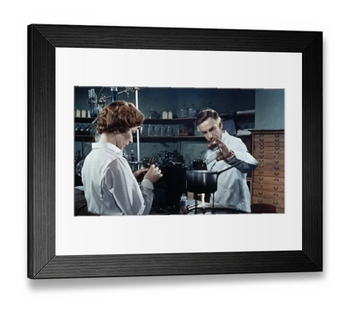Framed Print : Dr. Decker and Margaret in the laboratory Framed Print : Dr. Decker and Margaret in the laboratory
