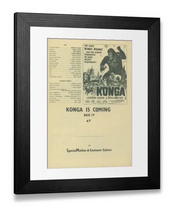 Framed Print : A page from the UK pressbook for the release of Konga in 1961 Framed Print : A page from the UK pressbook for the release of Konga in 1961