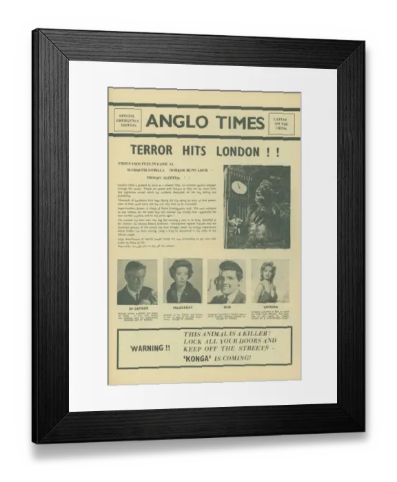 Framed Print : A page from the UK pressbook for the release of Konga in 1961 Framed Print : A page from the UK pressbook for the release of Konga in 1961