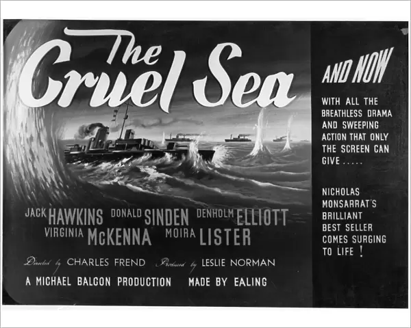 A black and white poster for The Cruel Sea (1953)