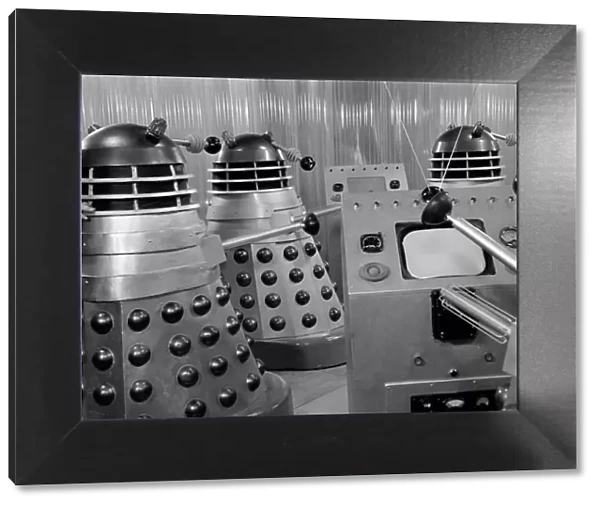 A close up of Daleks