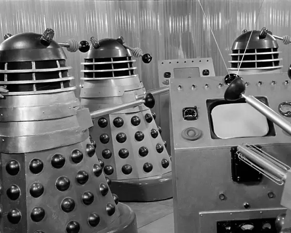 A close up of Daleks