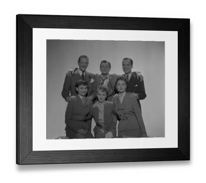 Framed Print : The main cast of Young Wives Tale with Audrey Hepburn, Joan Greenwood, Helen Cherry Framed Print : The main cast of Young Wives Tale with Audrey Hepburn, Joan Greenwood, Helen Cherry