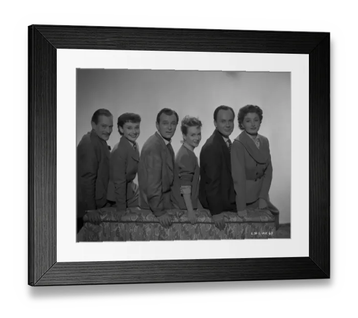 Framed Print : The main cast of Young Wives Tale with Guy Middleton, Audrey Hepburn, Nigel Patrick Framed Print : The main cast of Young Wives Tale with Guy Middleton, Audrey Hepburn, Nigel Patrick