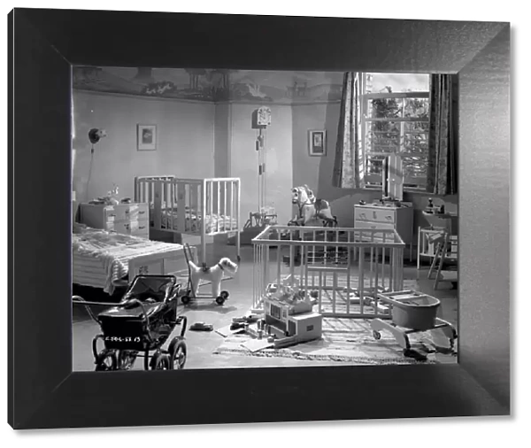 A nursery set for the filming of Young Wives Tale at Elstree Studios in 1951