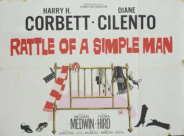 Artwork for the UK quad poster of Rattle of A Simple Man (1964)
