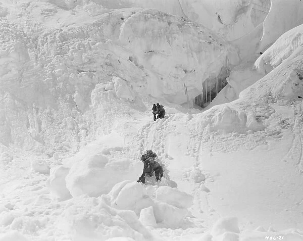 An avalanche. A scene from Scott of the Antarctic directed in 1948 by Charles