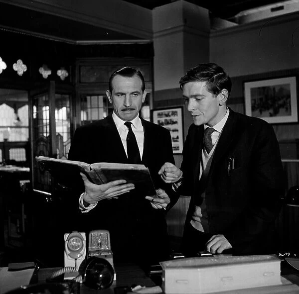 Billy Liar. Leonard Rossiter, Tom Courtenay in a production shot from Billy Liar