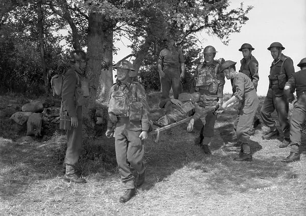 British soldiers around a wounded comrade