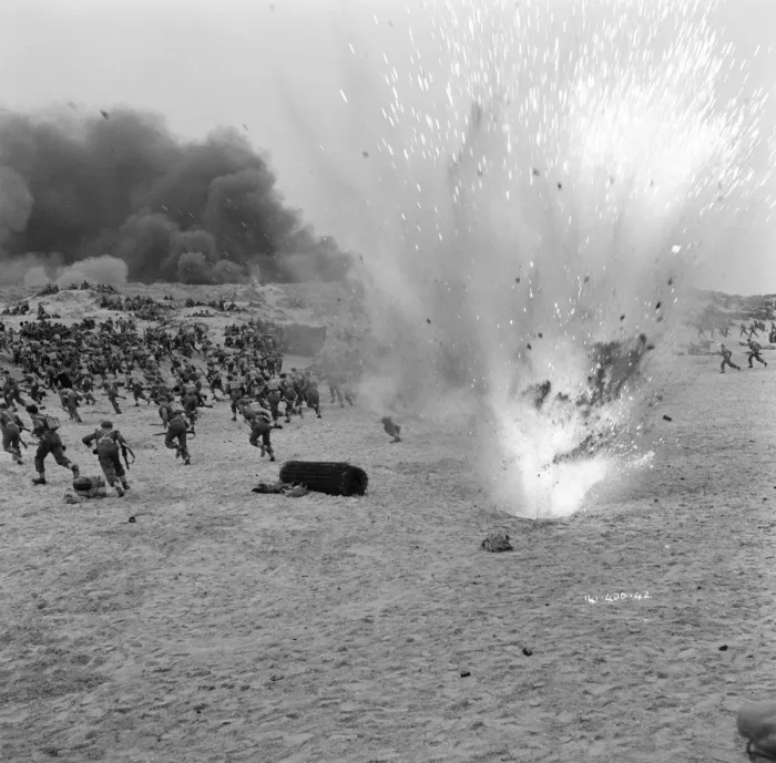 Framed Print : British troops under bombardment on the beach Framed Print : British troops under bombardment on the beach