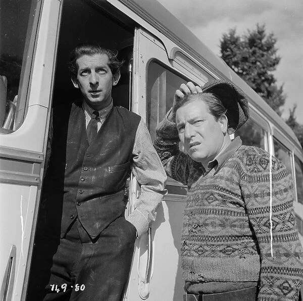 Crump and Pearce. Jack MacGowran and Ewan Roberts in a scene from The Titfield Thunderbolt