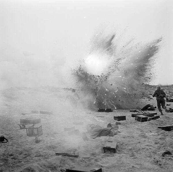 An explosion in a scene from Dunkirk (1958)