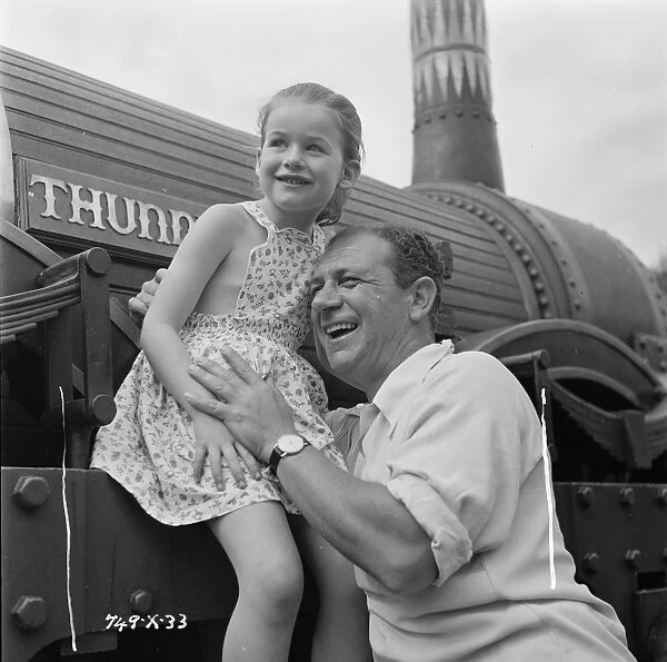 Family on the set of The Titfield Thunderbolt