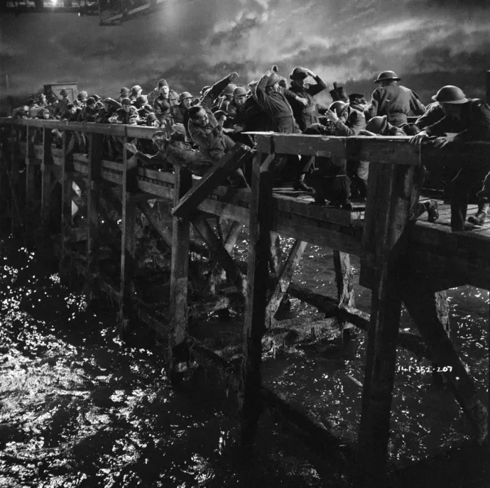 Framed Print : Filming the bridge sequence from Dunkirk (1958) Framed Print : Filming the bridge sequence from Dunkirk (1958)