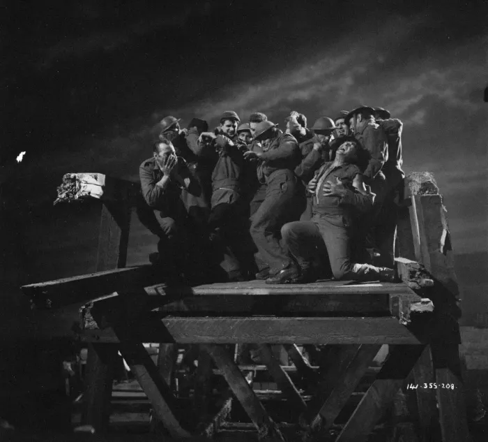 Framed Print : Filming the bridge sequence from Dunkirk (1958) Framed Print : Filming the bridge sequence from Dunkirk (1958)