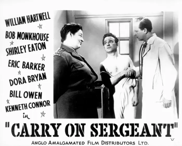 Framed Print : A lobby card for Carry On Sergeant (1958) Framed Print : A lobby card for Carry On Sergeant (1958)