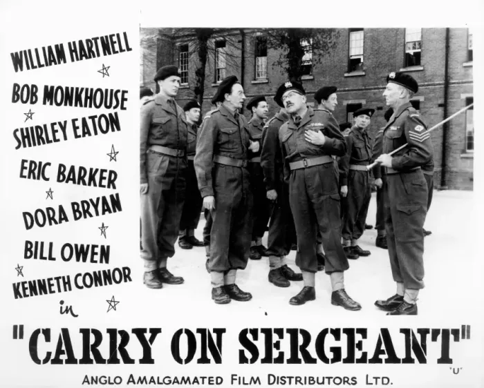 Framed Print : A lobby card for Carry On Sergeant (1958) Framed Print : A lobby card for Carry On Sergeant (1958)