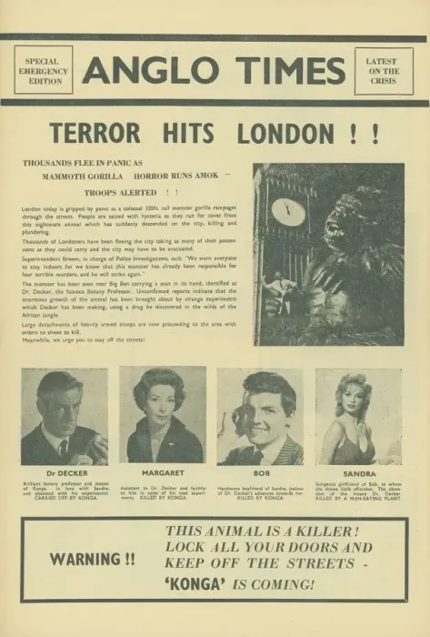 Framed Print : A page from the UK pressbook for the release of Konga in 1961 Framed Print : A page from the UK pressbook for the release of Konga in 1961