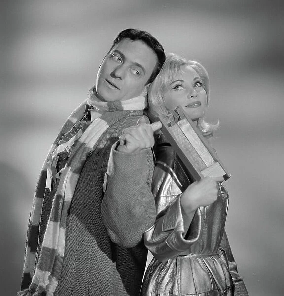 A publicity image from Rattle of a Simple Man (1964) taken on set at Elstree Studios