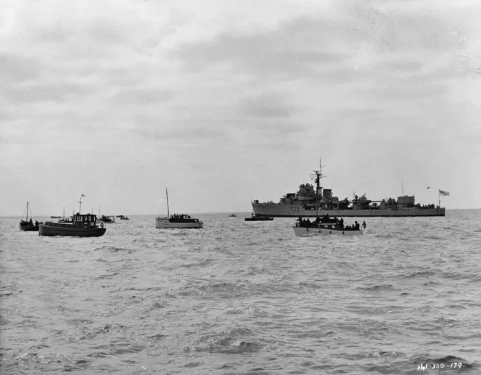 Framed Print : A Royal Navy ship and small boats Framed Print : A Royal Navy ship and small boats
