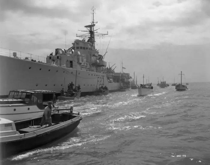 Framed Print : A Royal Navy ship and small boats Framed Print : A Royal Navy ship and small boats