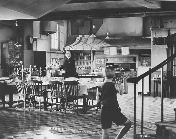 A scene set in the kitchen of the embassy in The Fallen Idol (1948)