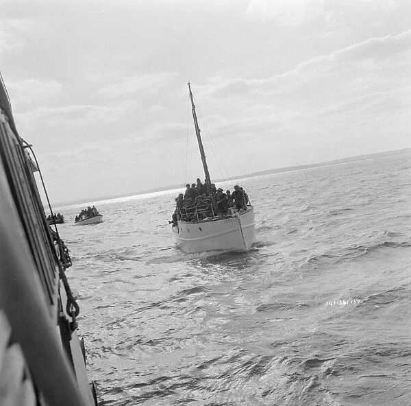 Small boats. in a scene from Dunkirk (1958)