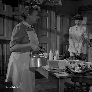 Athene Seyler, Audrey Hepburn and Joan Greenwood in a kitchen scene in Young Wives Tale