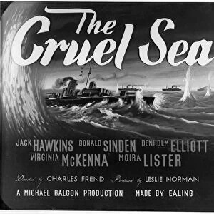 A black and white poster for The Cruel Sea (1953)